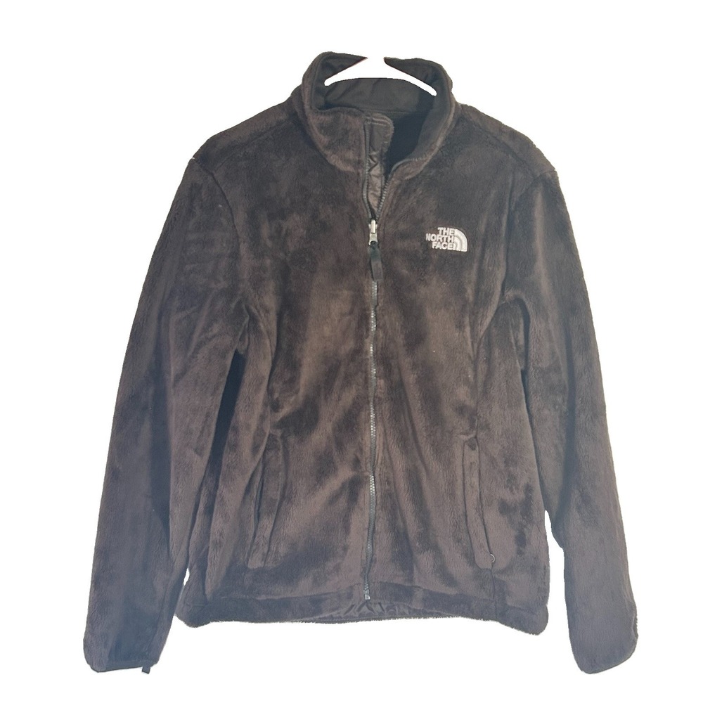 The North Face Osito Fleece Jacket Womens Brown Full Zip Mock Neck Large Fuzzy